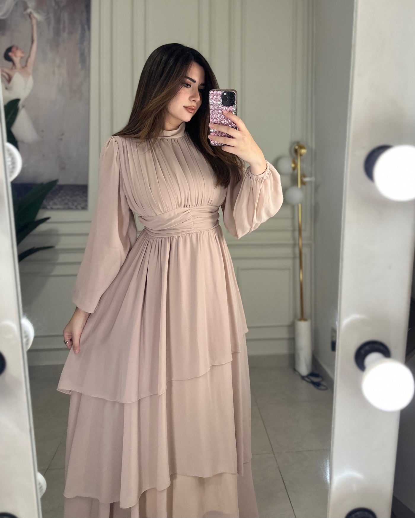 Fairy Tale Princess chiffon Layered Dress - Beige