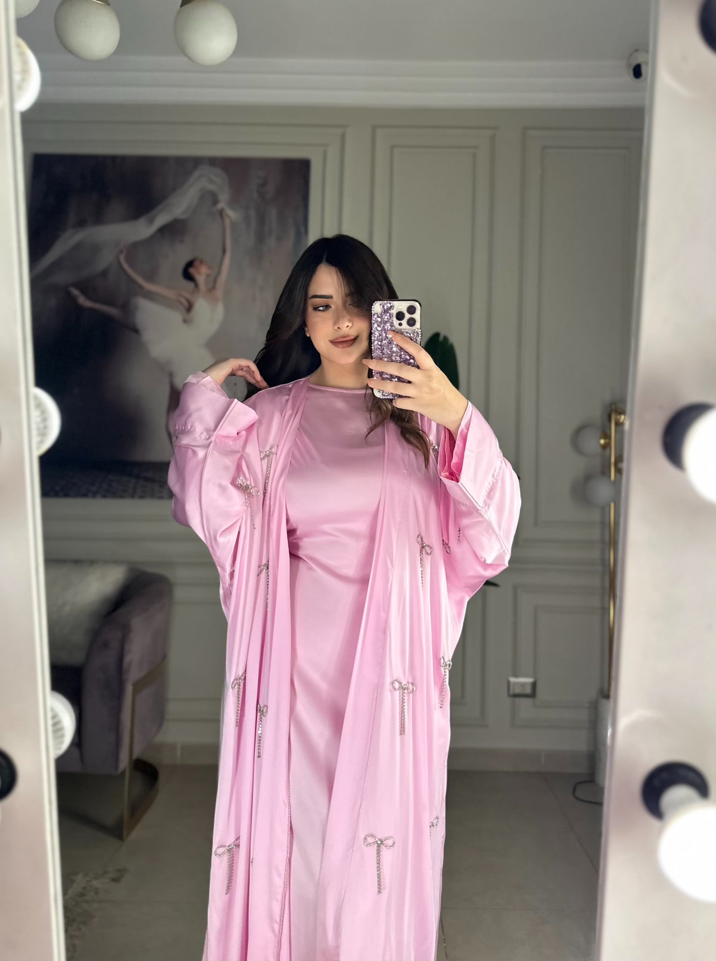 Sugar Bow Silky Kaftan - Pink