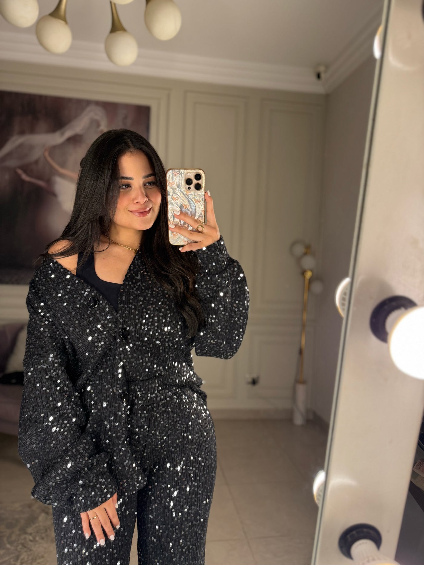 Made You Look Glowing Knit Set - Black