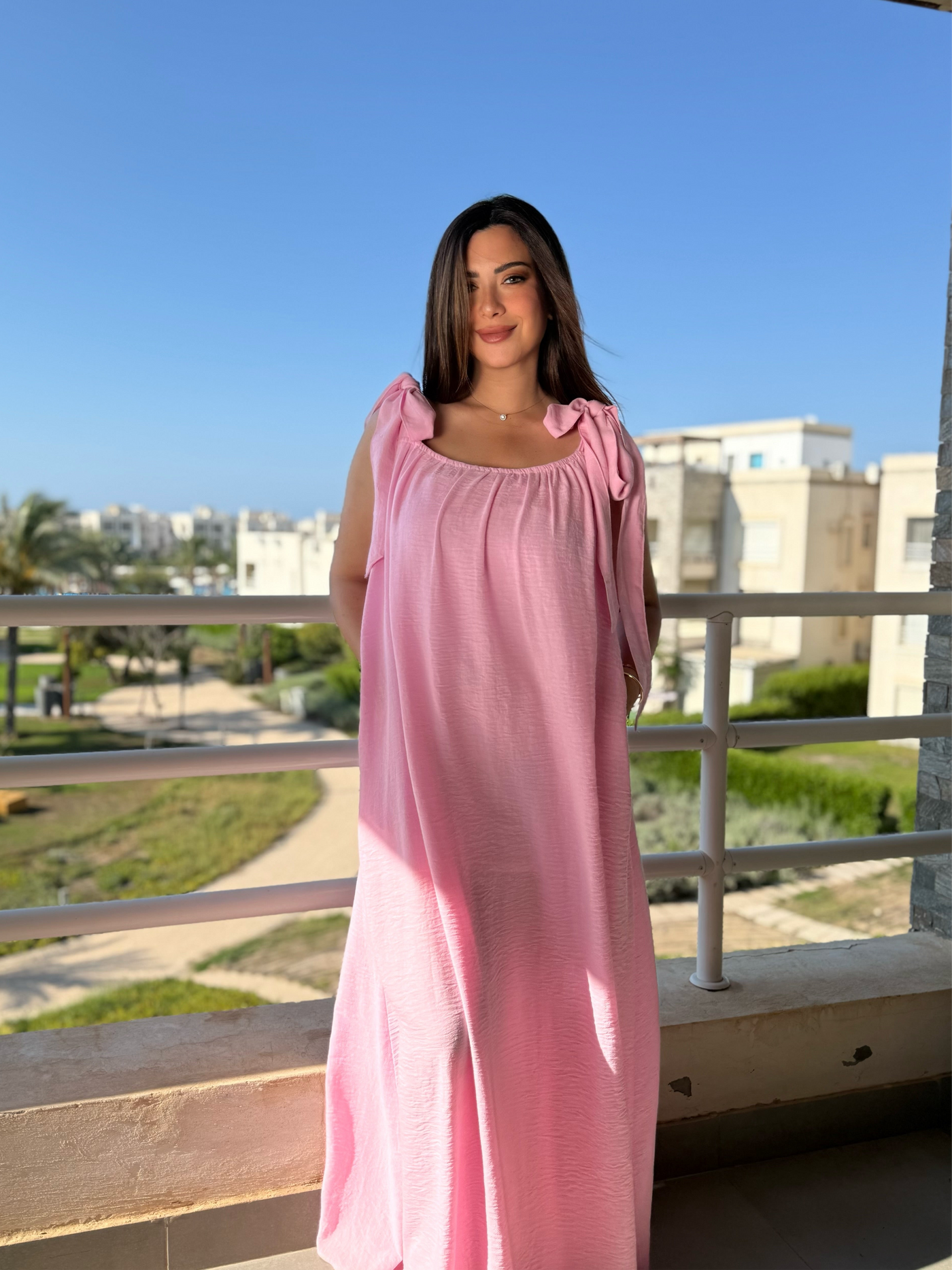 Baby Girl Linen Long Dress - Pink
