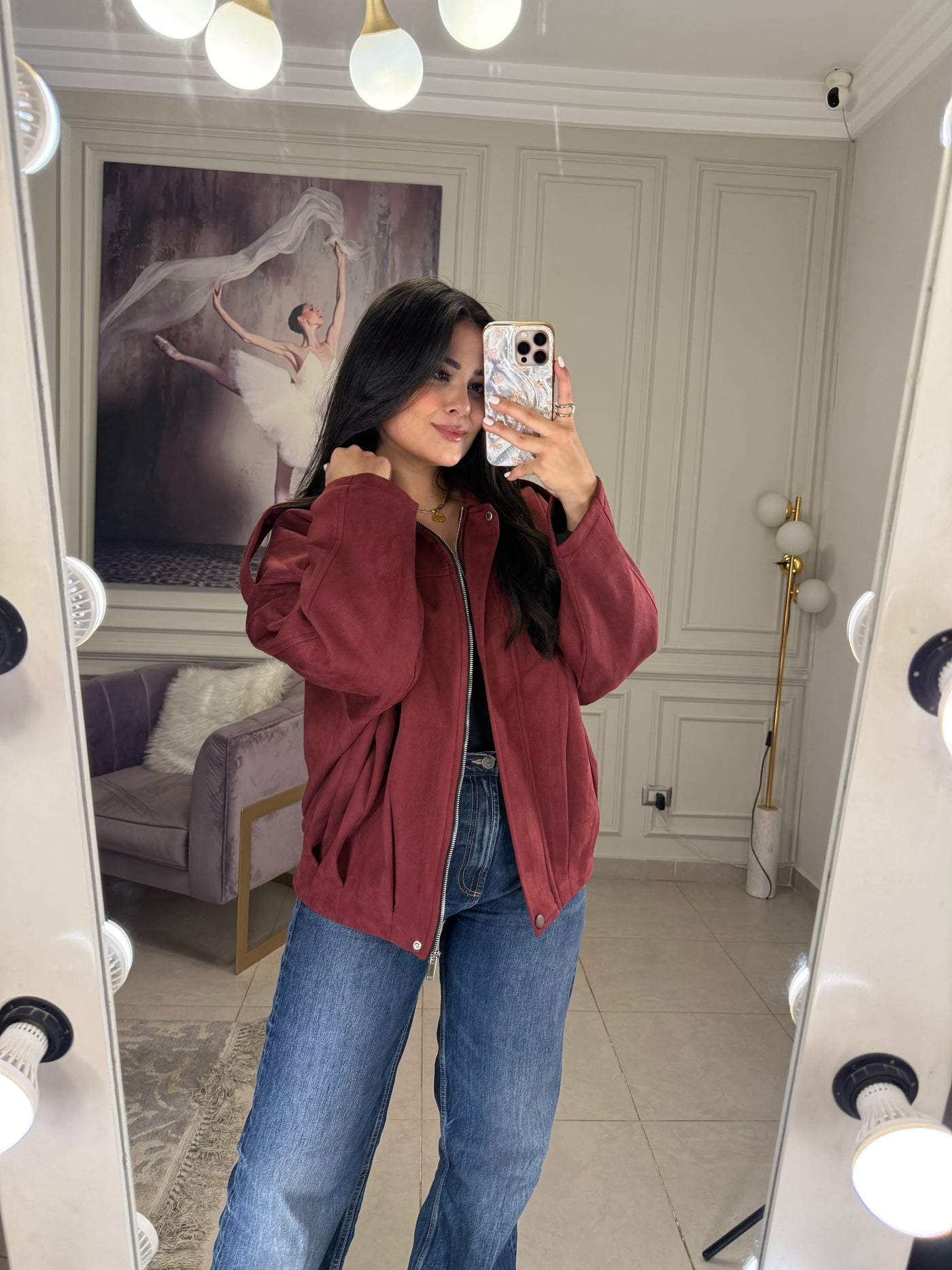 Hot Trend Suede Jacket - Burgundy