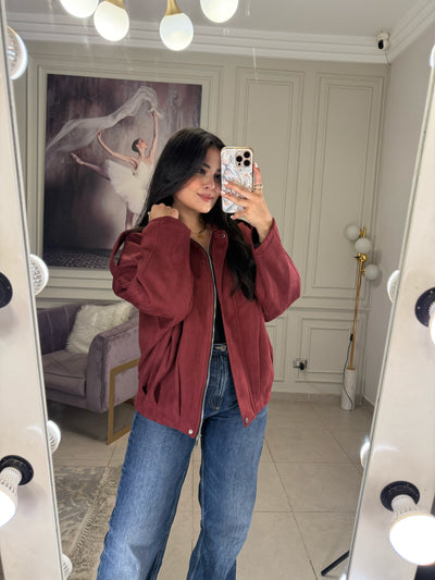 Hot Trend Suede Jacket - Burgundy