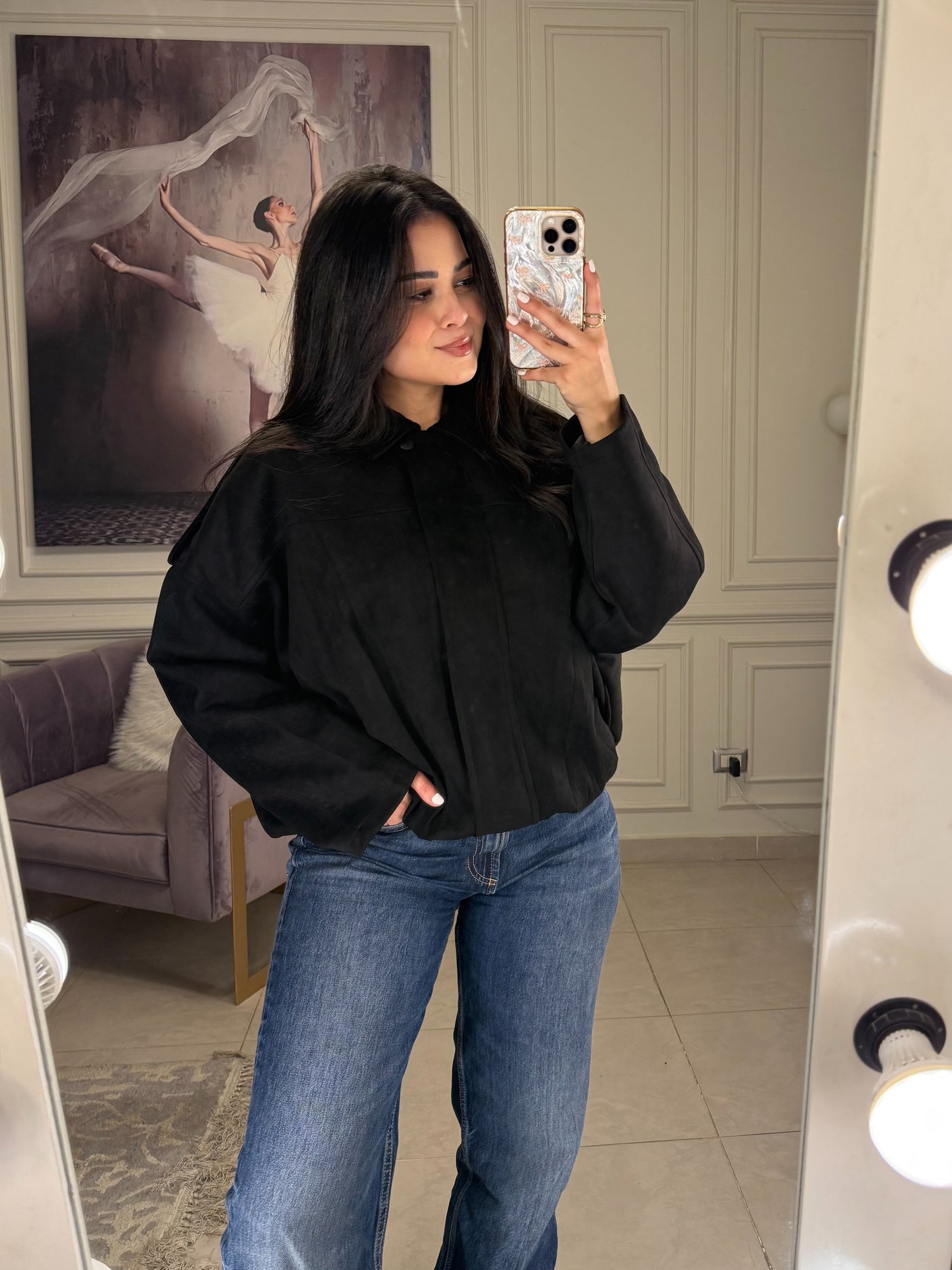 Hot Trend Suede Jacket - Black