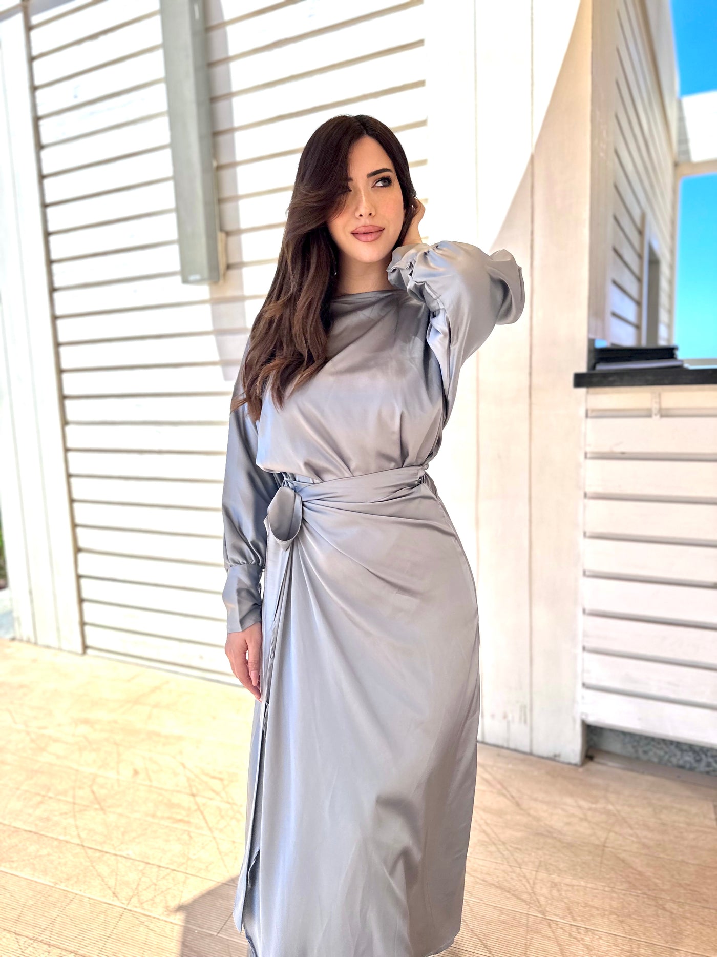 St. Tropez Silky Wrap Dress - Silver