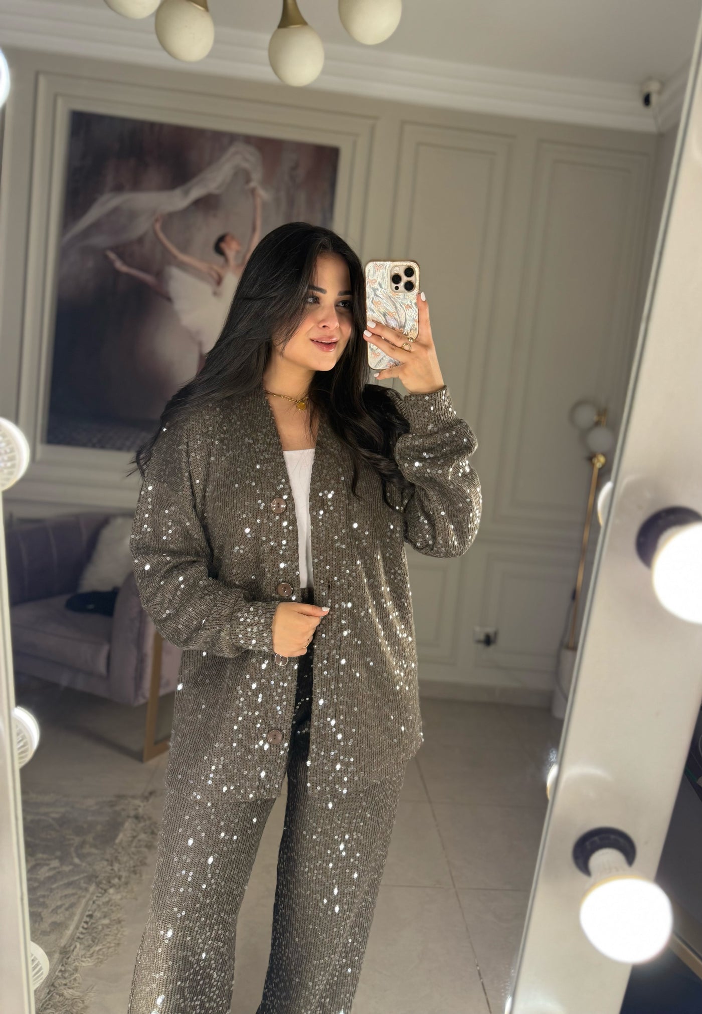 Made You Look Glowing Knit Set - Brown