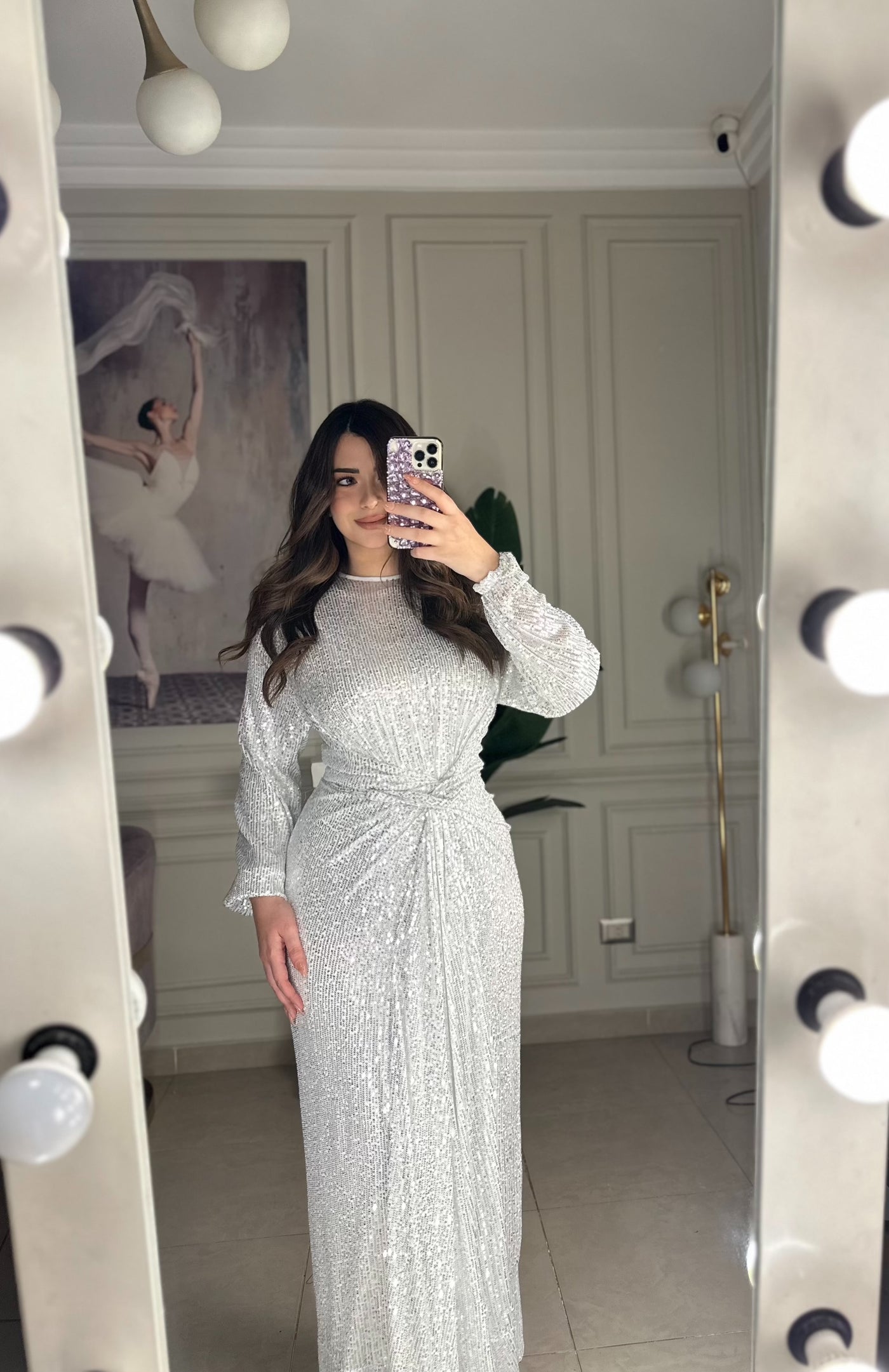 Red Carpet Girl Sequins Dress - Silver
