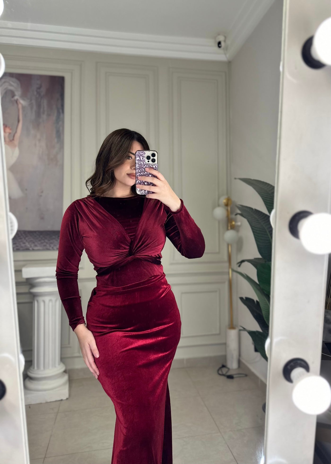 Royalty Velvet Infinity Ways Top  - Burgundy