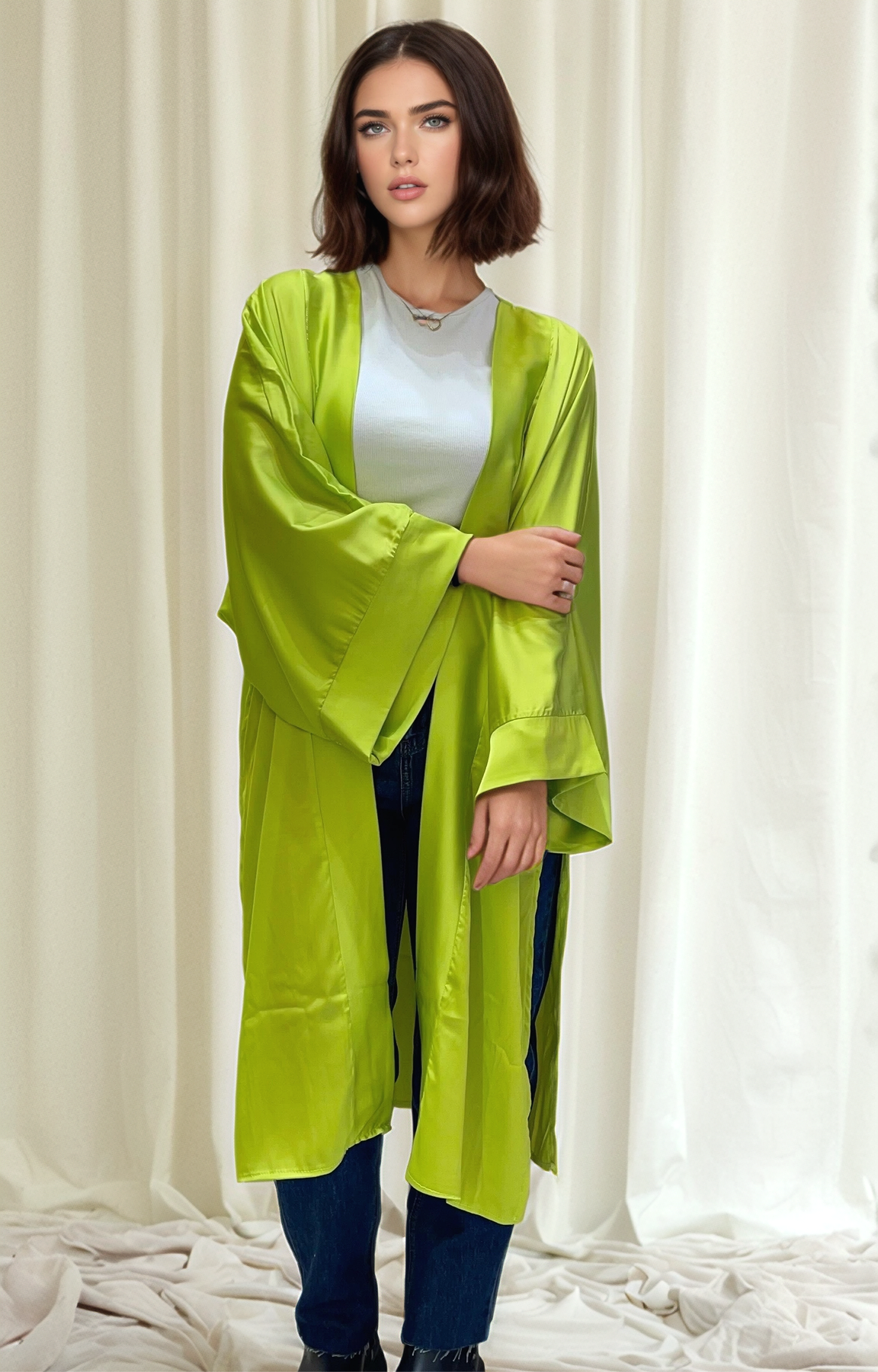 Basic Silky kimono - Lime