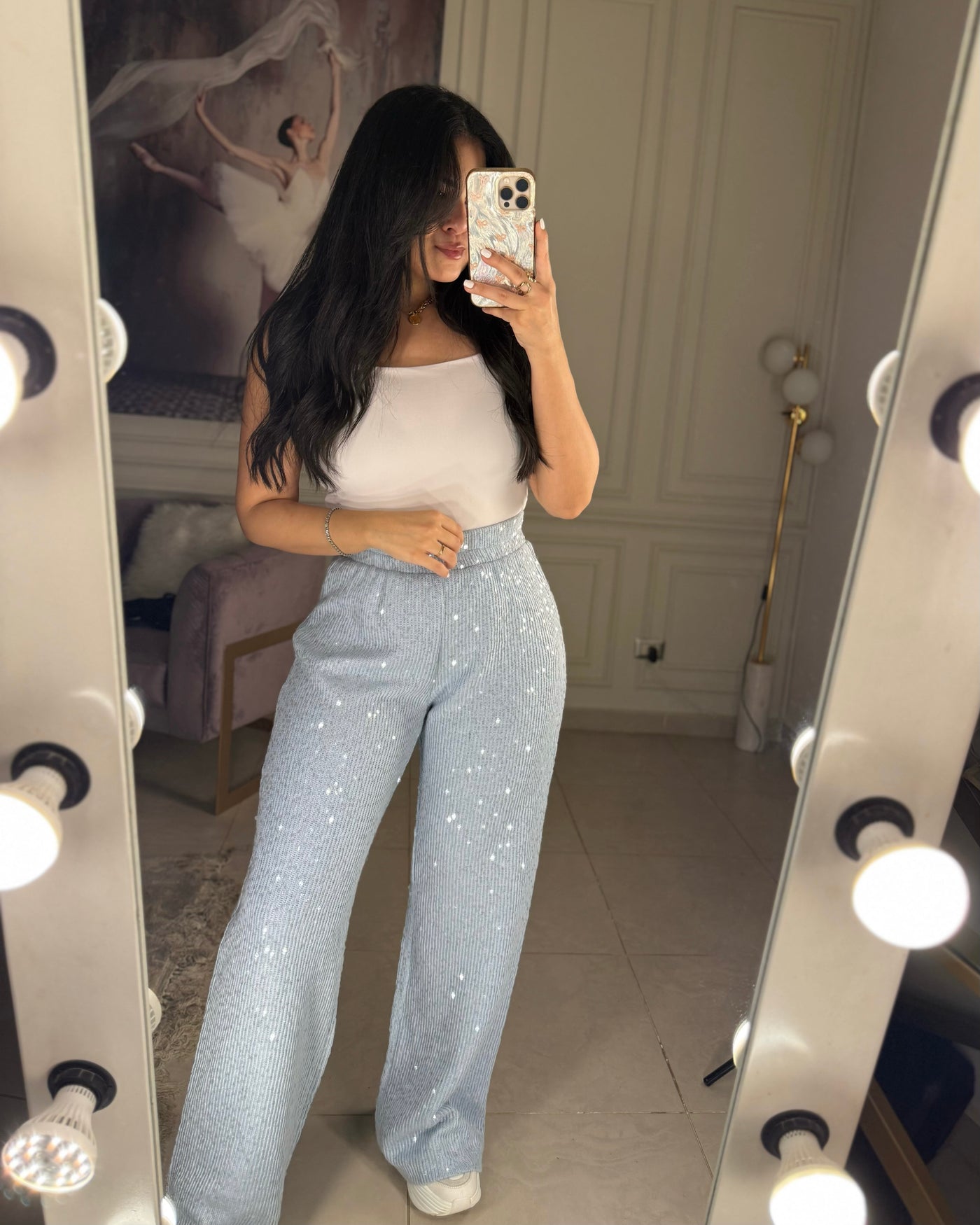 Made You Look Glowing Knit Set - Baby Blue