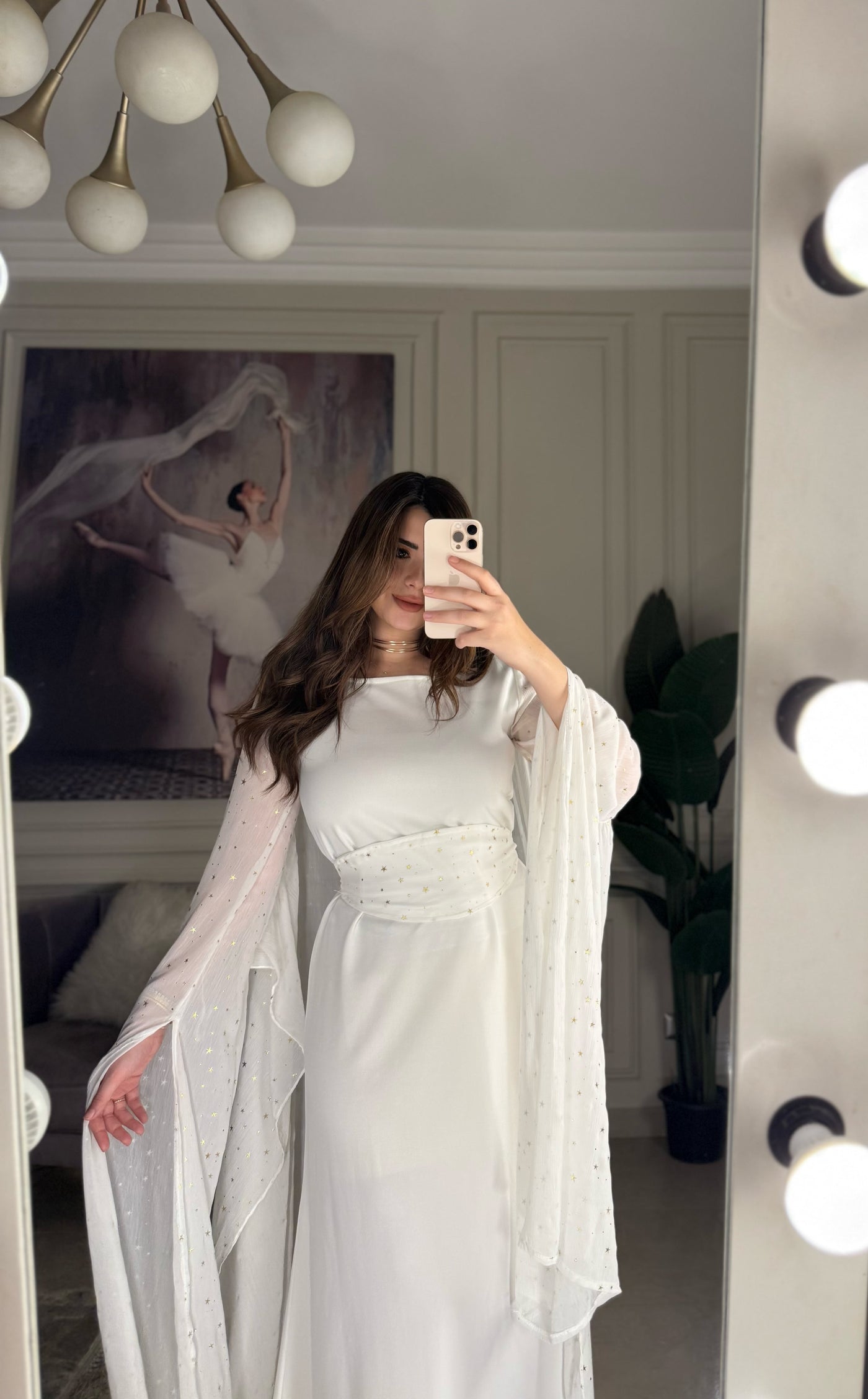 Stars Queen Belted Dress-Offwhite