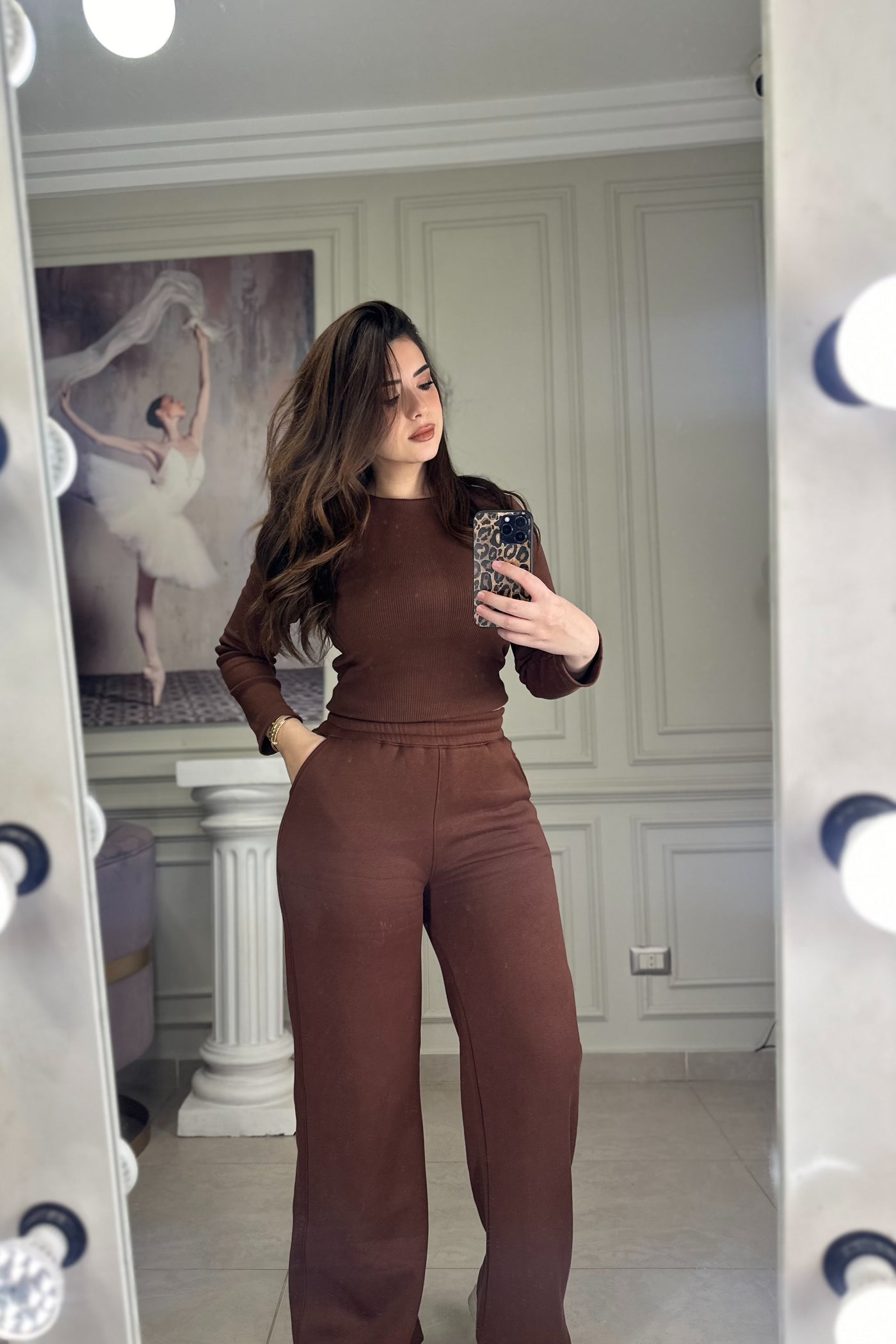 It Girl Warm Lined Jogger Set - Hazelnut