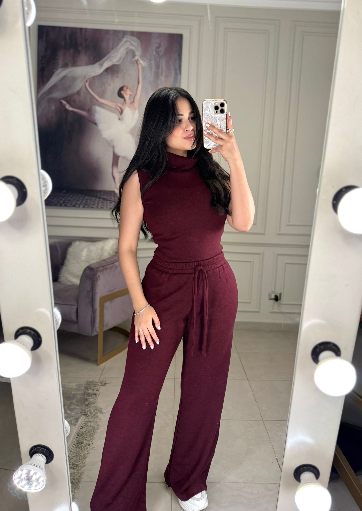 Pillow Talk Cozy Knit Pants - Burgundy