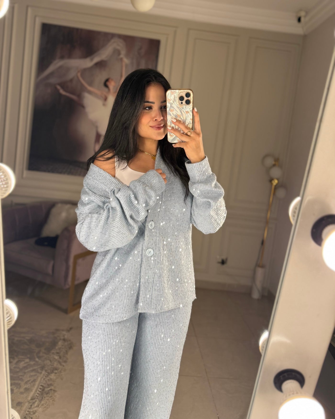 Made You Look Glowing Knit Set - Baby Blue