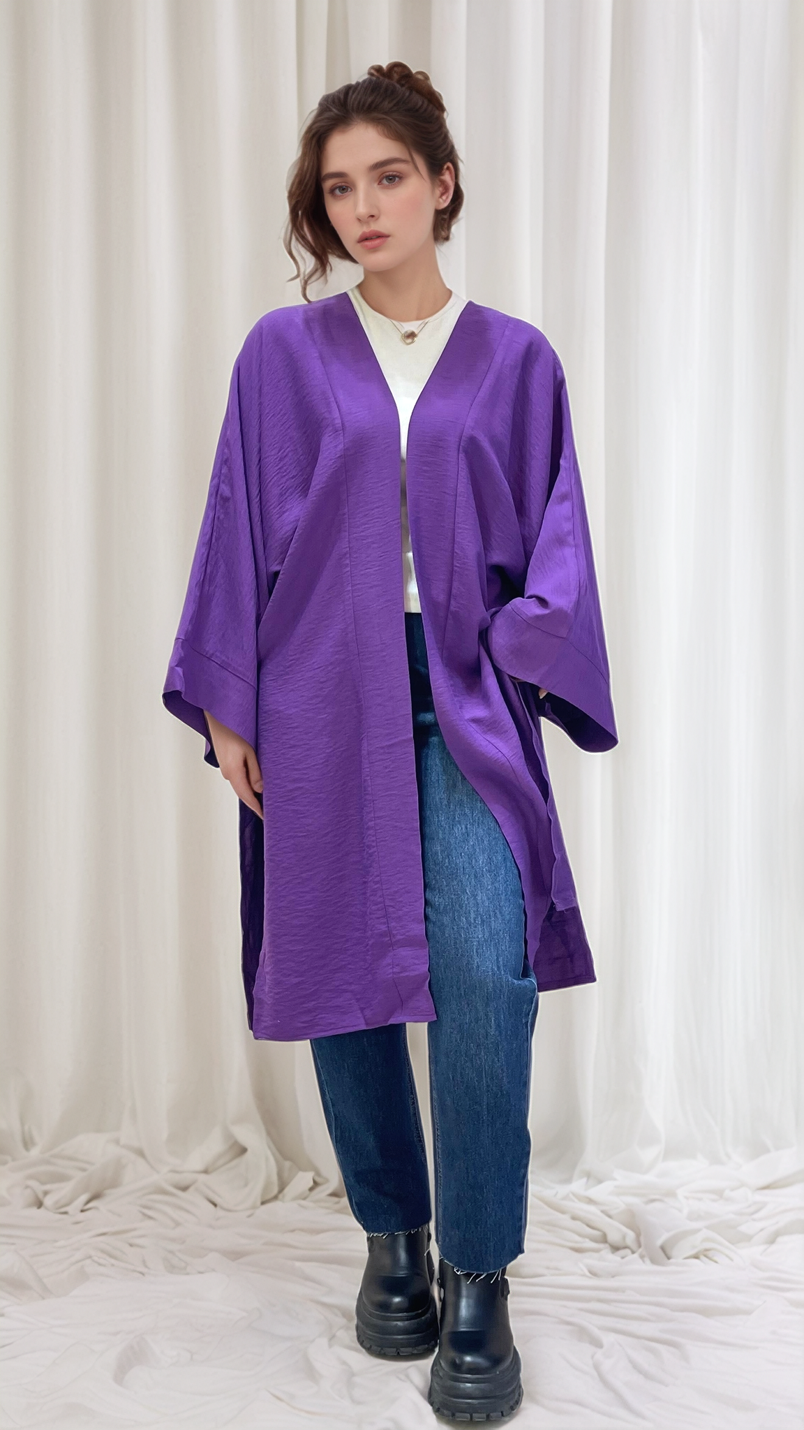 Basic linen kimono - Purple