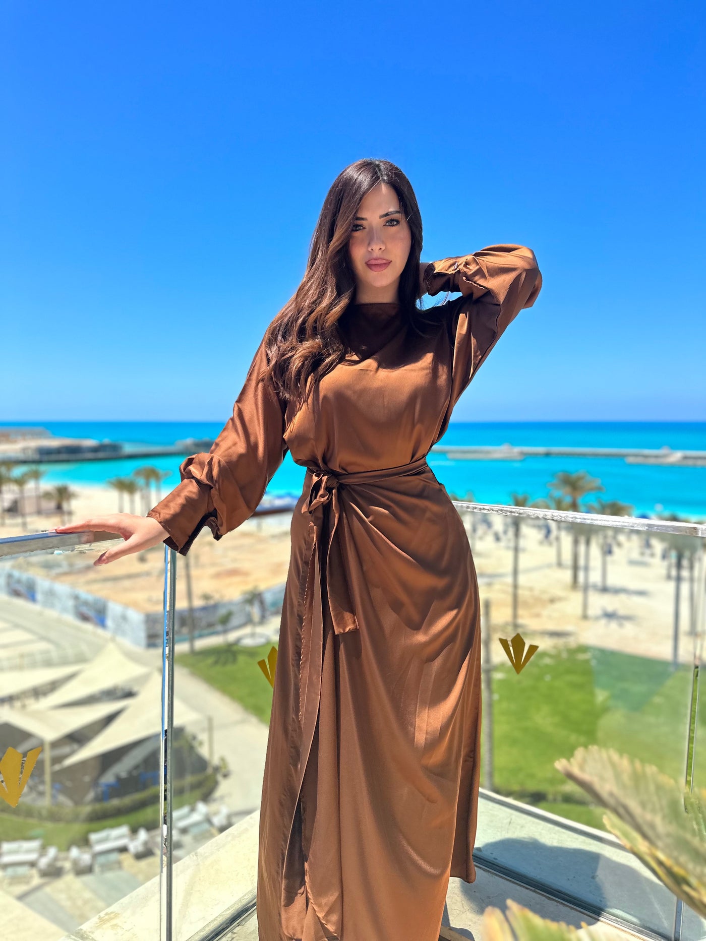 St. Tropez Silky Wrap Dress - Hazelnut