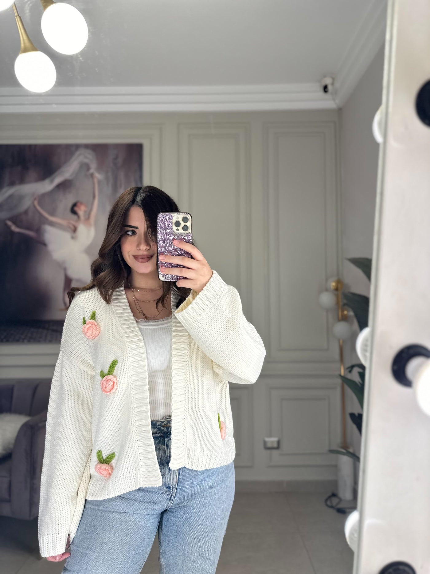 Petal Dreams Knitted Flowers Cardigan