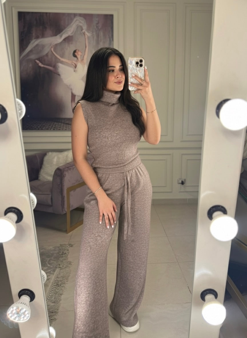 Pillow Talk Cozy Knit Sleeveless Top - mocha