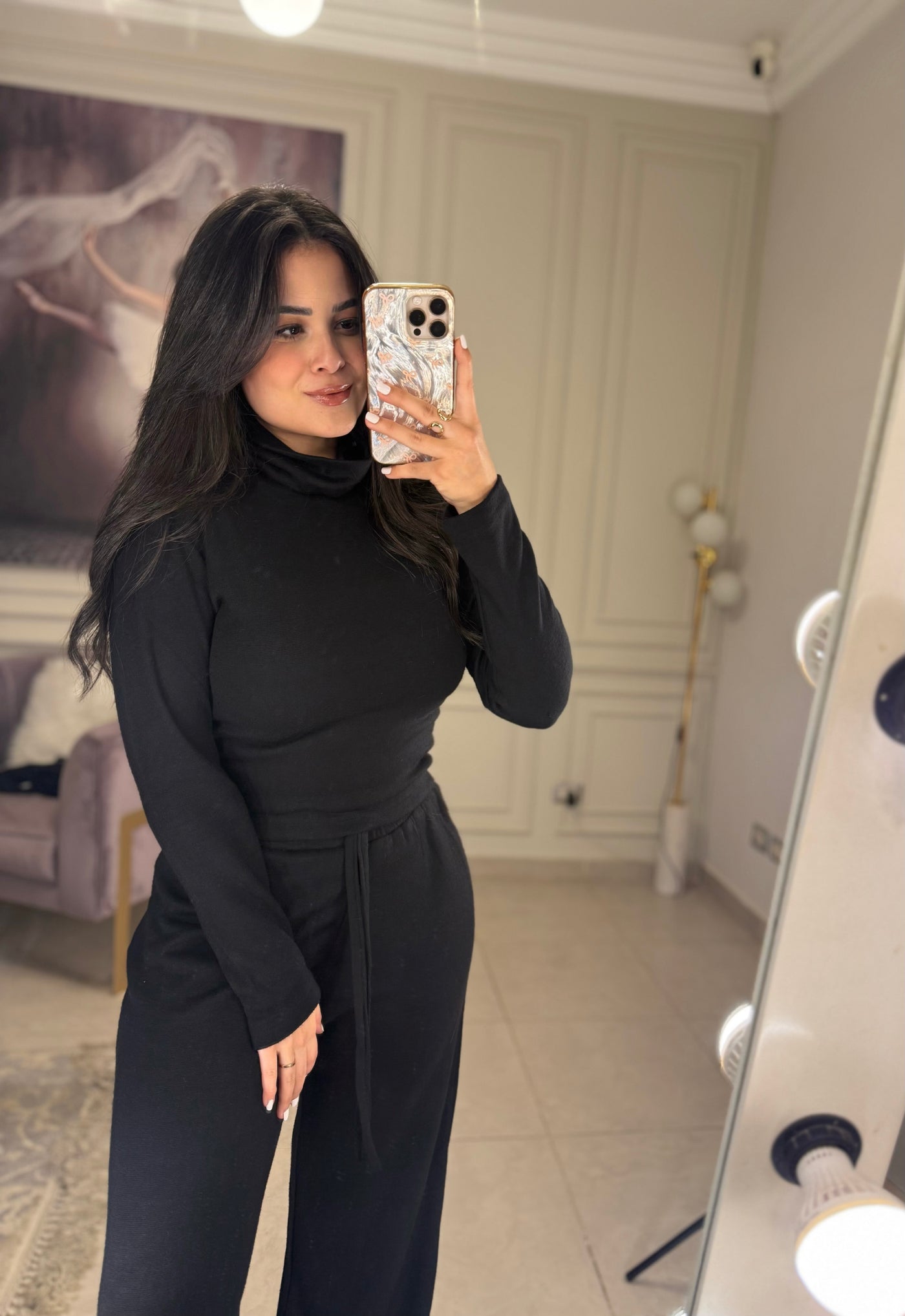 Pillow Talk Cozy Knit Long Sleeves Top - Black