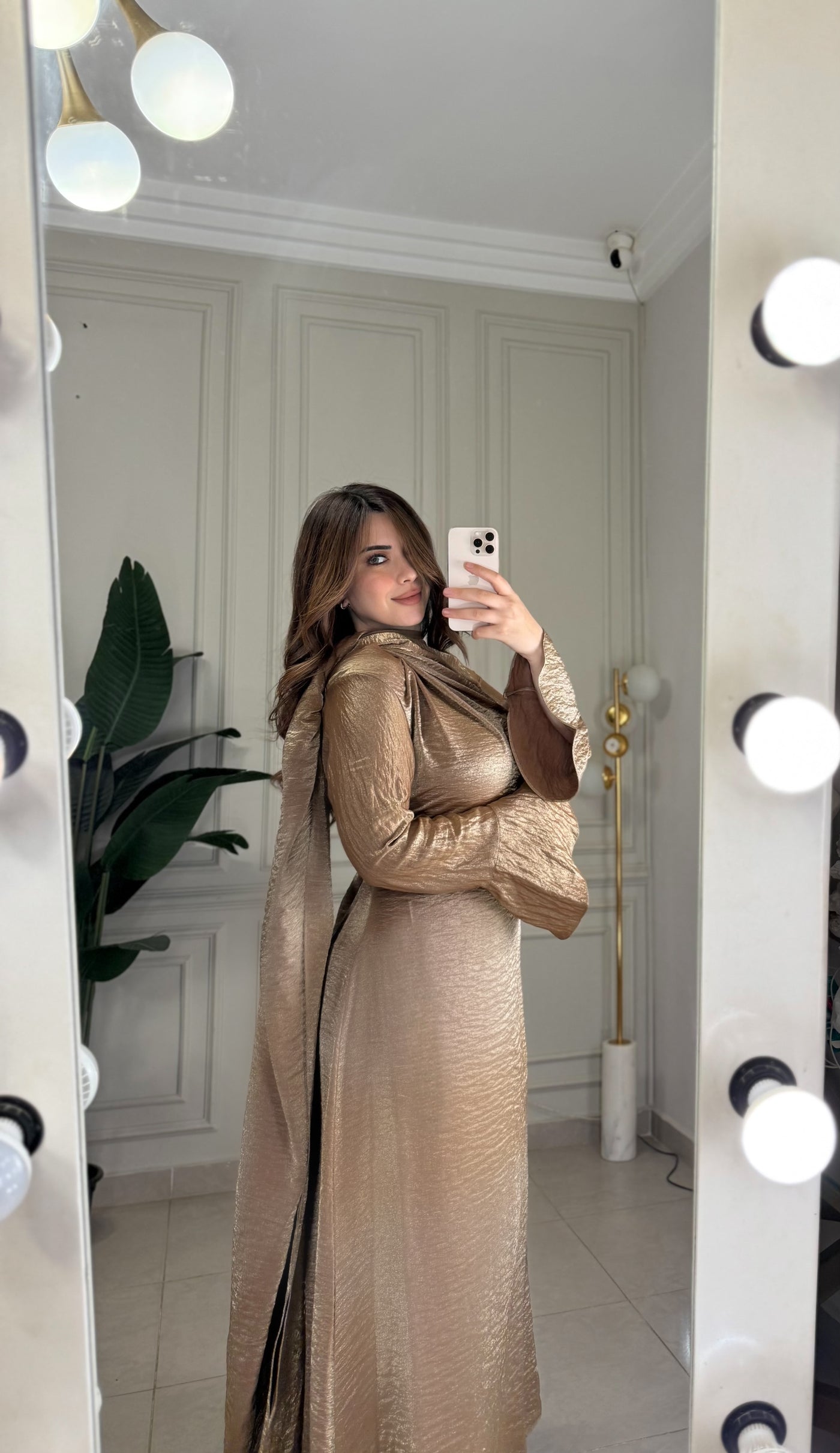Royal Princess Shimmer Dress - Hazelnut