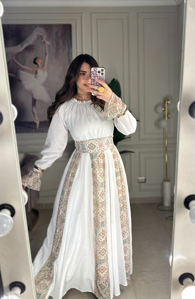 Turkish Princess Embroidered Dress - White