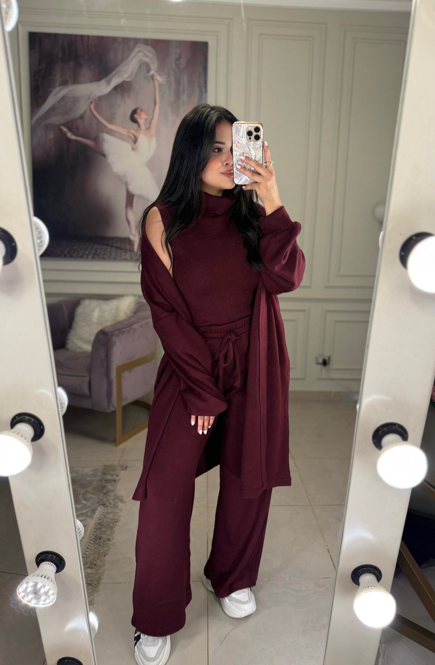 Pillow Talk Cozy Knit Sleeveless Set - Burgundy