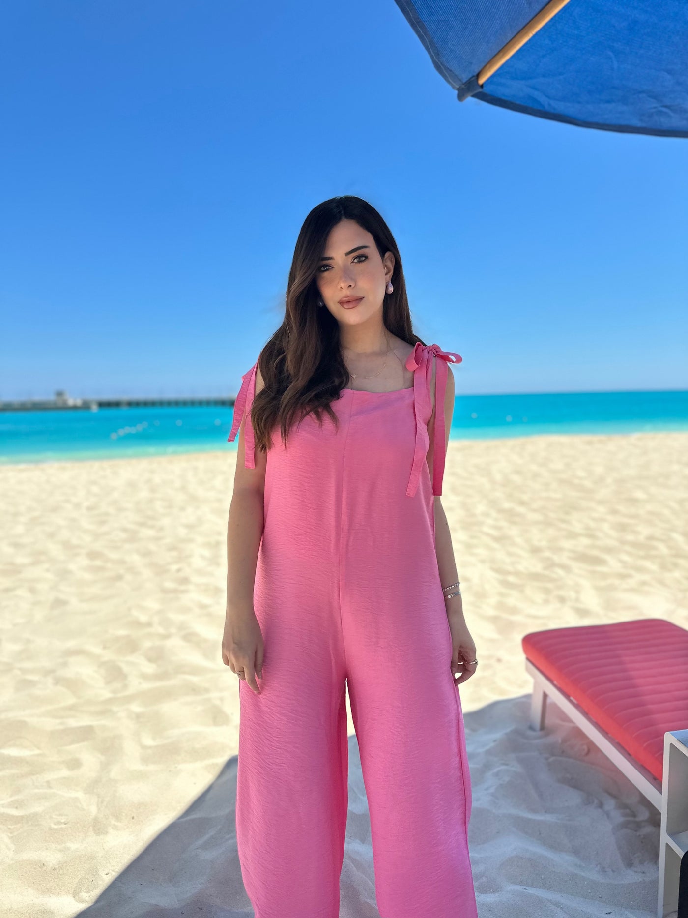 Cute Girl Wide Leg Jumpsuit - Pink