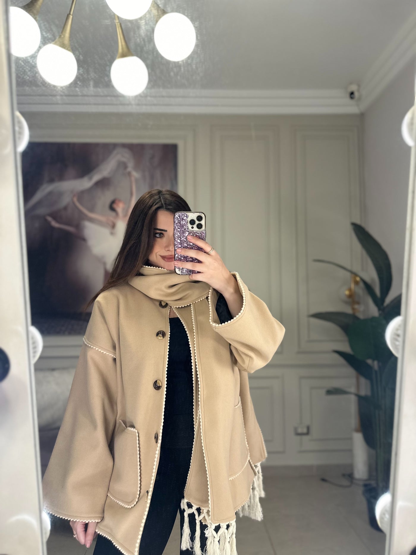 Lost In Vienna Scarf Jacket - Beige