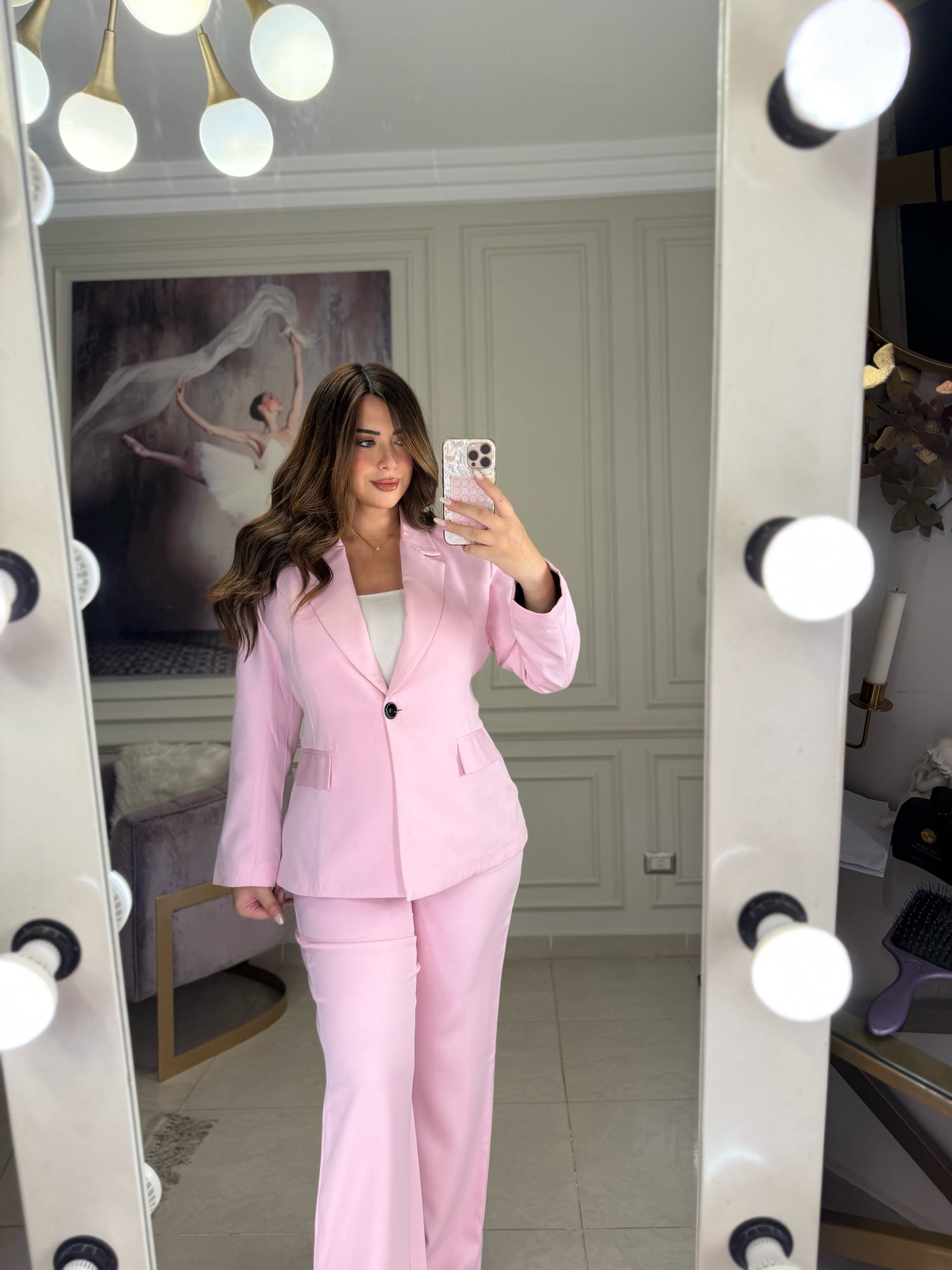 CEO Vibes Fitted Blazer Pants Set - Pink