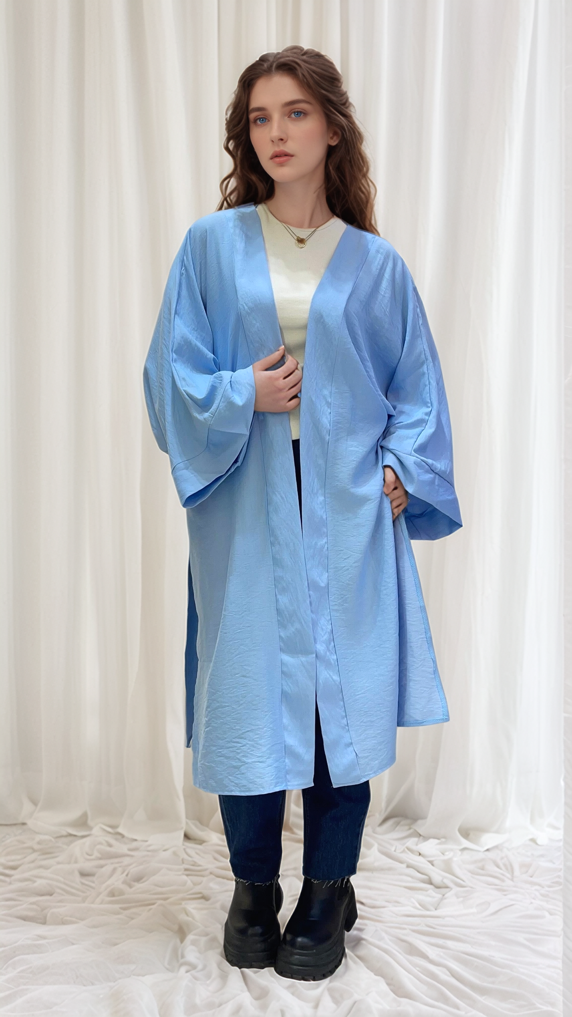 Basic linen kimono - Baby Blue