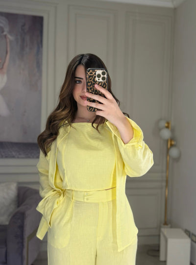 Morning Date Linen Shirt - Yellow