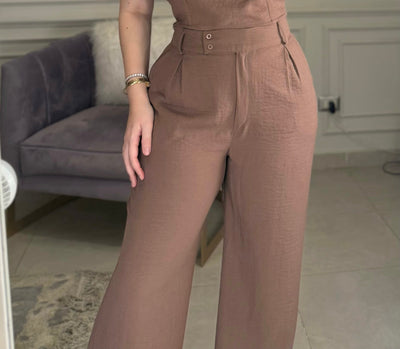 Morning Date Linen Pants - Hazelnut