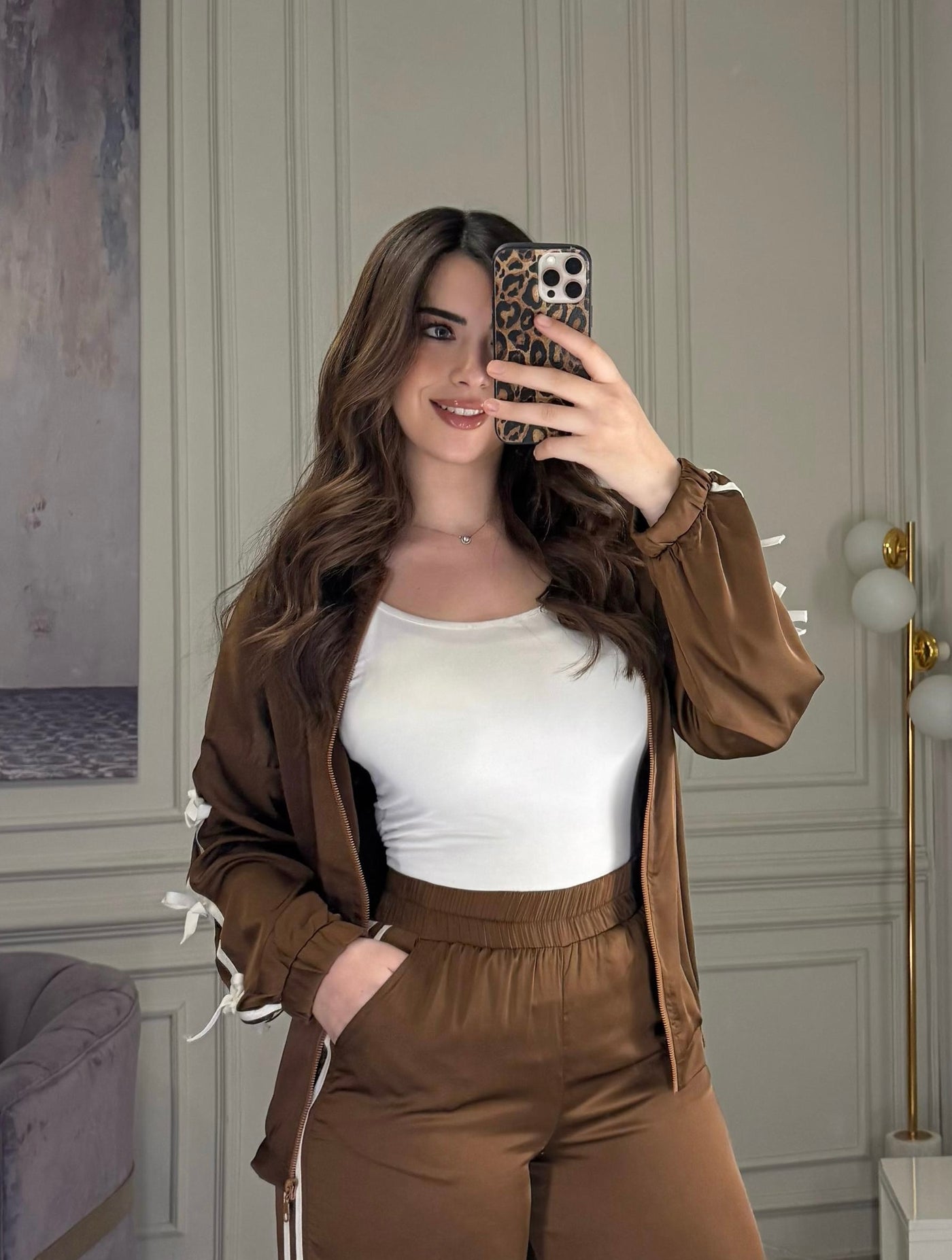 She's a Girl Bow Silky Sweater - Hazelnut