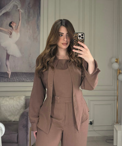 Morning Date Linen Shirt - Hazelnut