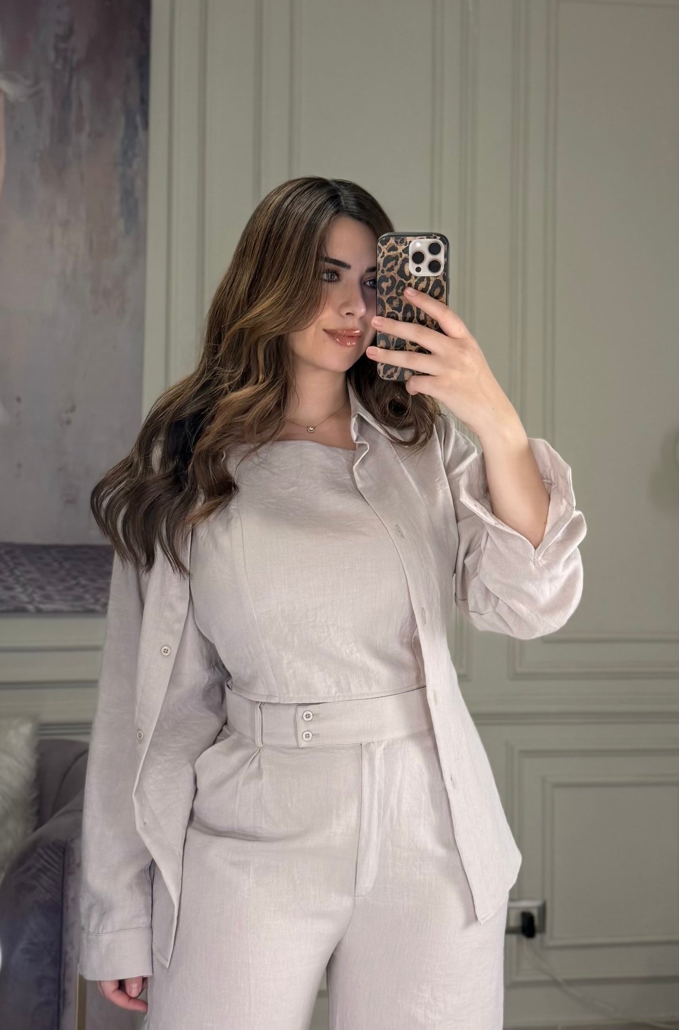 Morning Date Linen Top - Latte