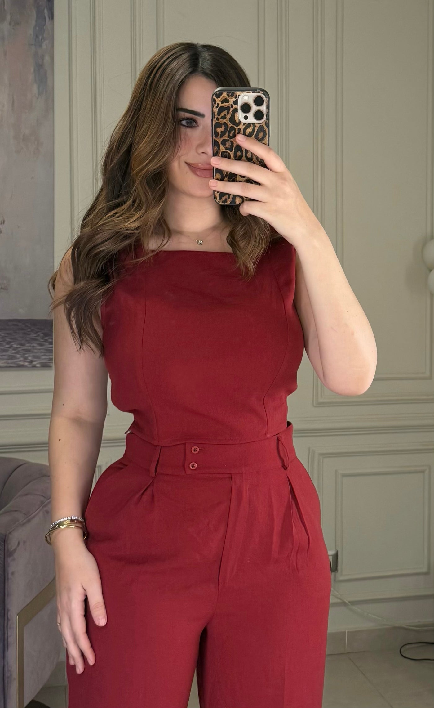 Morning Date Linen Top - Burgundy