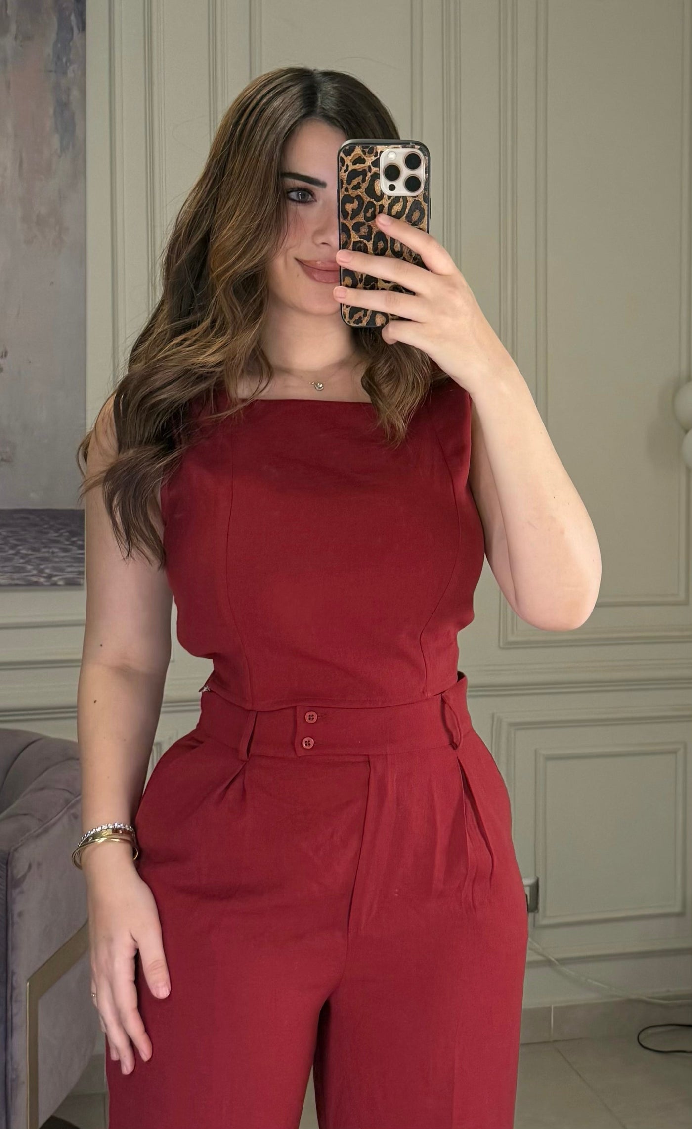 Morning Date Linen Top - Burgundy