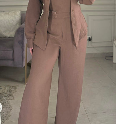 Morning Date Linen Pants - Hazelnut
