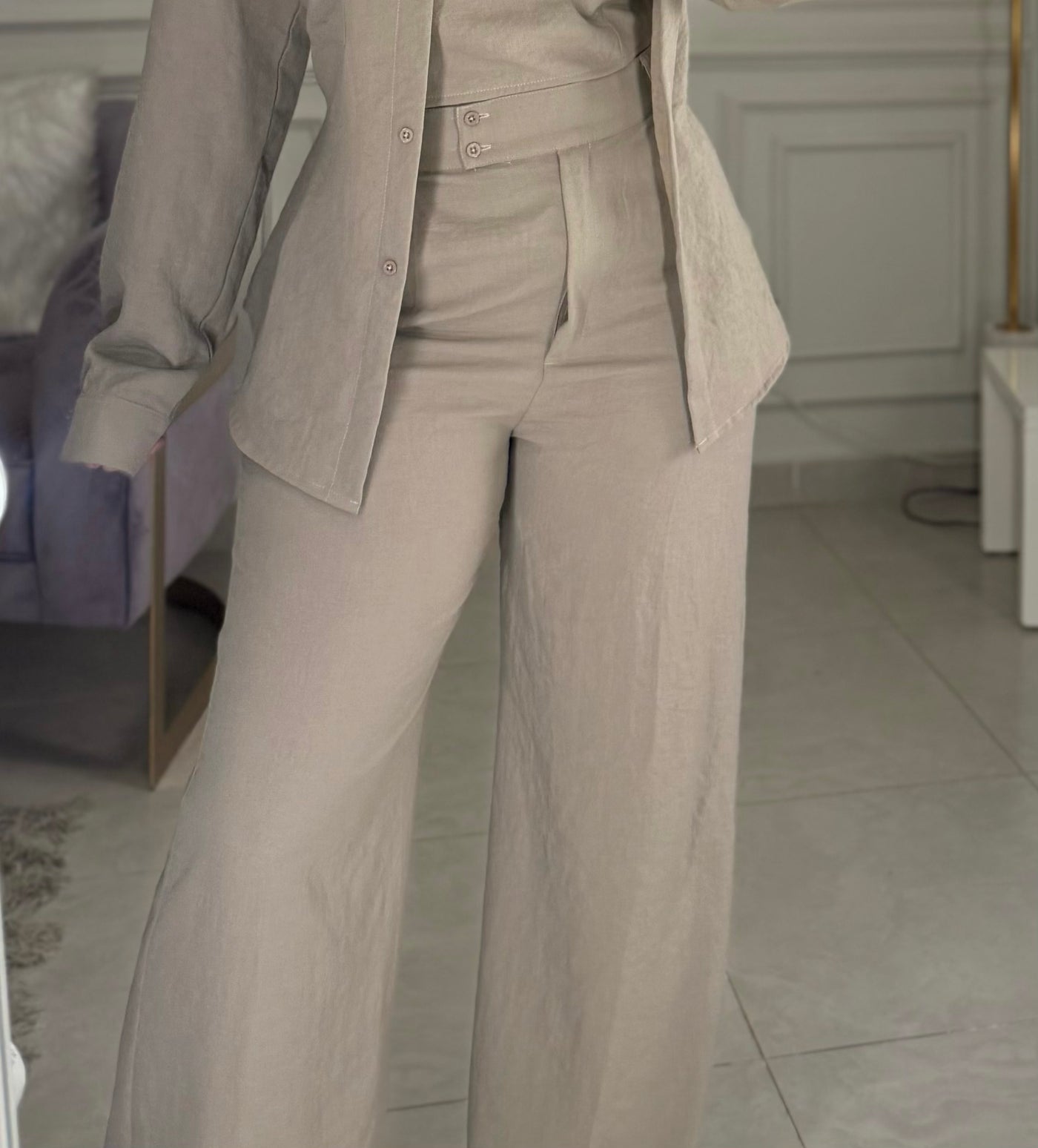 Morning Date Linen Pants - Cafe