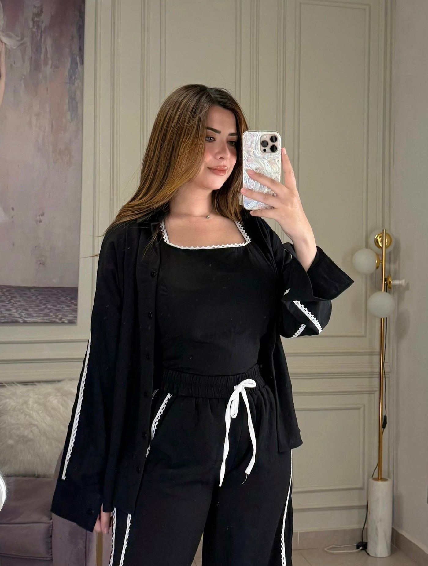 Hot Summer Lace Trim Shirt - Black