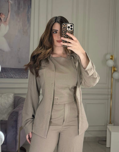 Morning Date Linen Shirt - Cafe