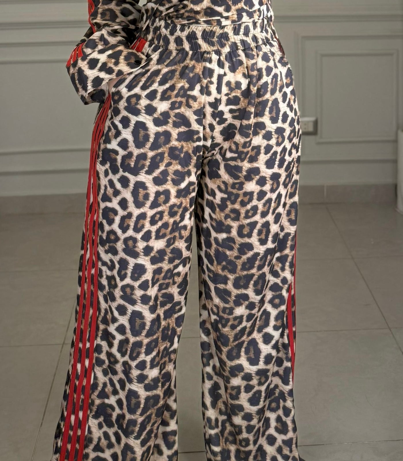 Fierce & Pretty Leopard Pants - Red Trims