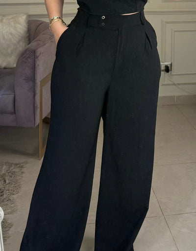 Morning Date Linen Pants - Black