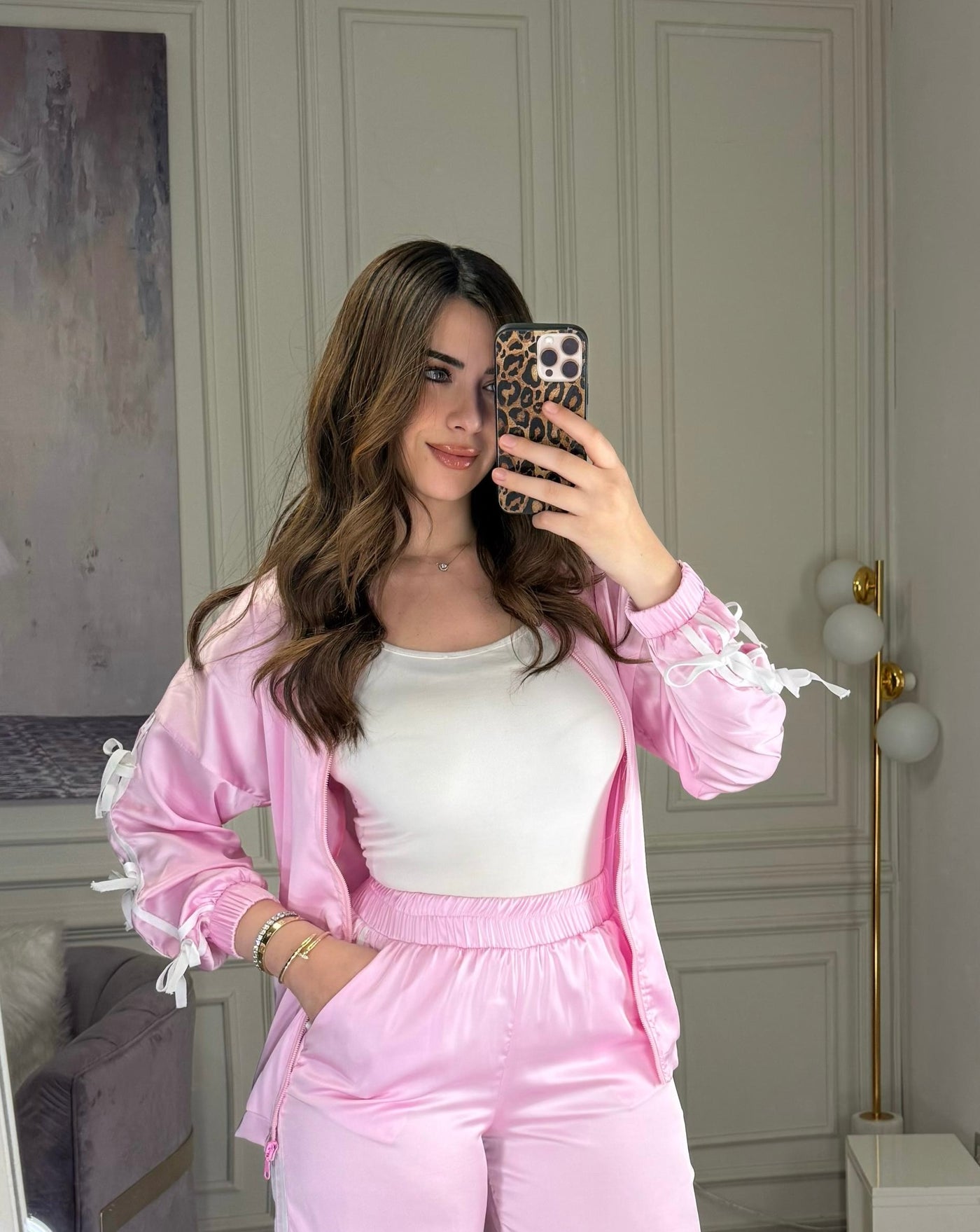 She's a Girl Bow Silky Sweater - Pink