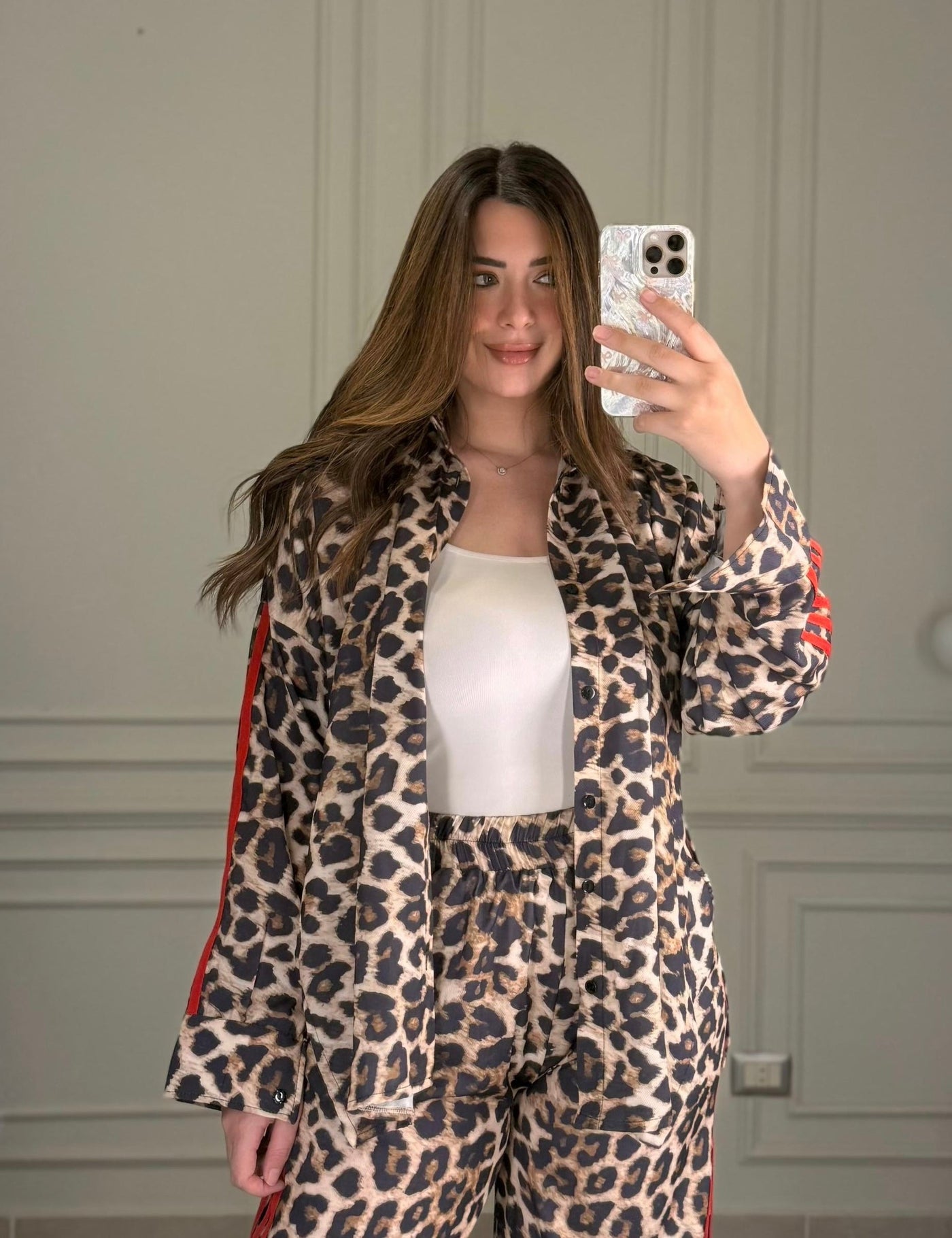Fierce & Pretty Leopard Shirt - Red Trims