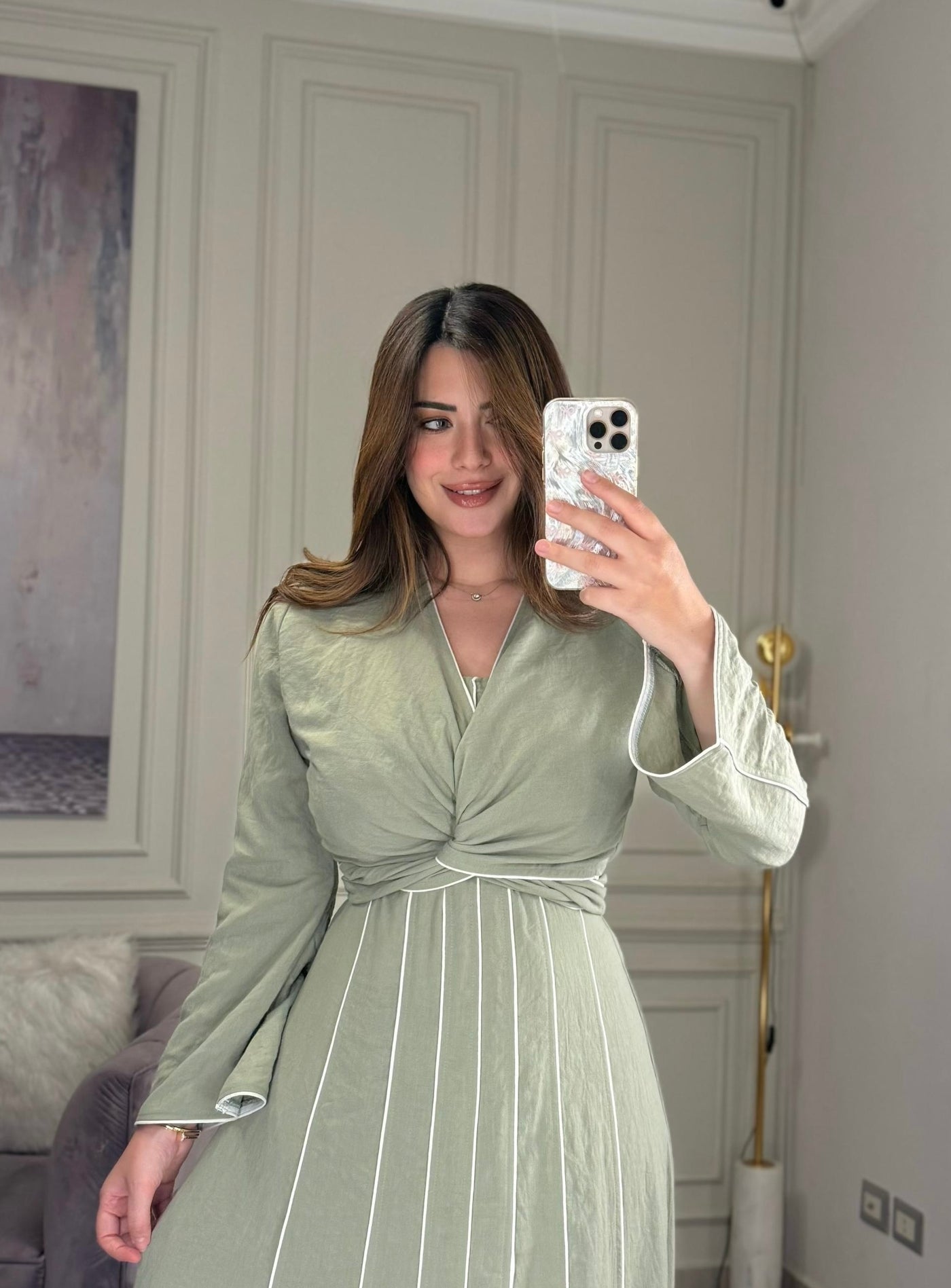 Girl in Florence Linen Top - Olive