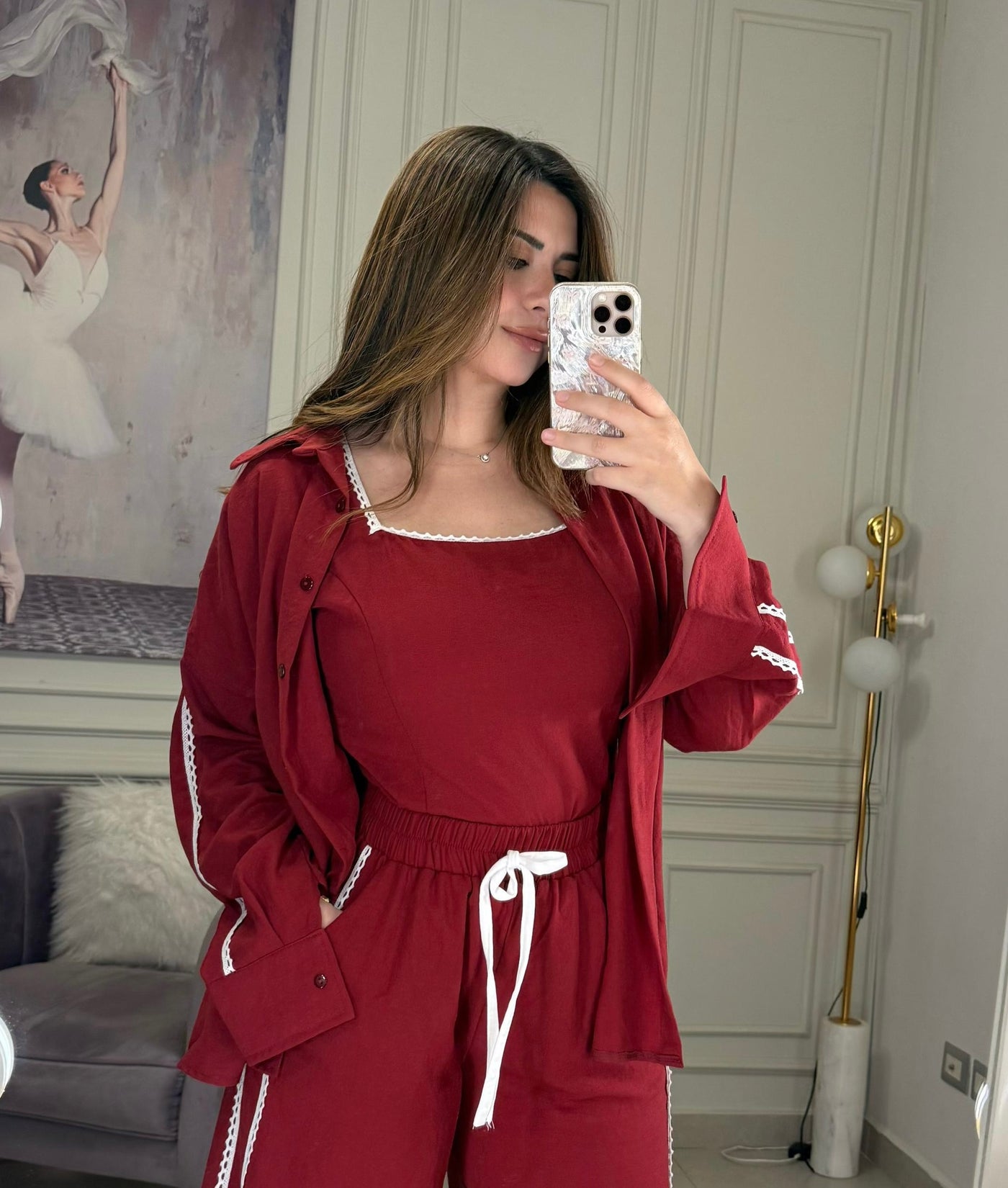 Hot Summer Lace Trim Top - Burgundy