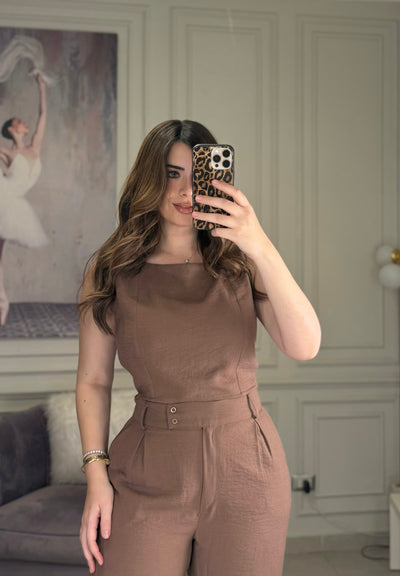 Morning Date Linen Top - Hazelnut