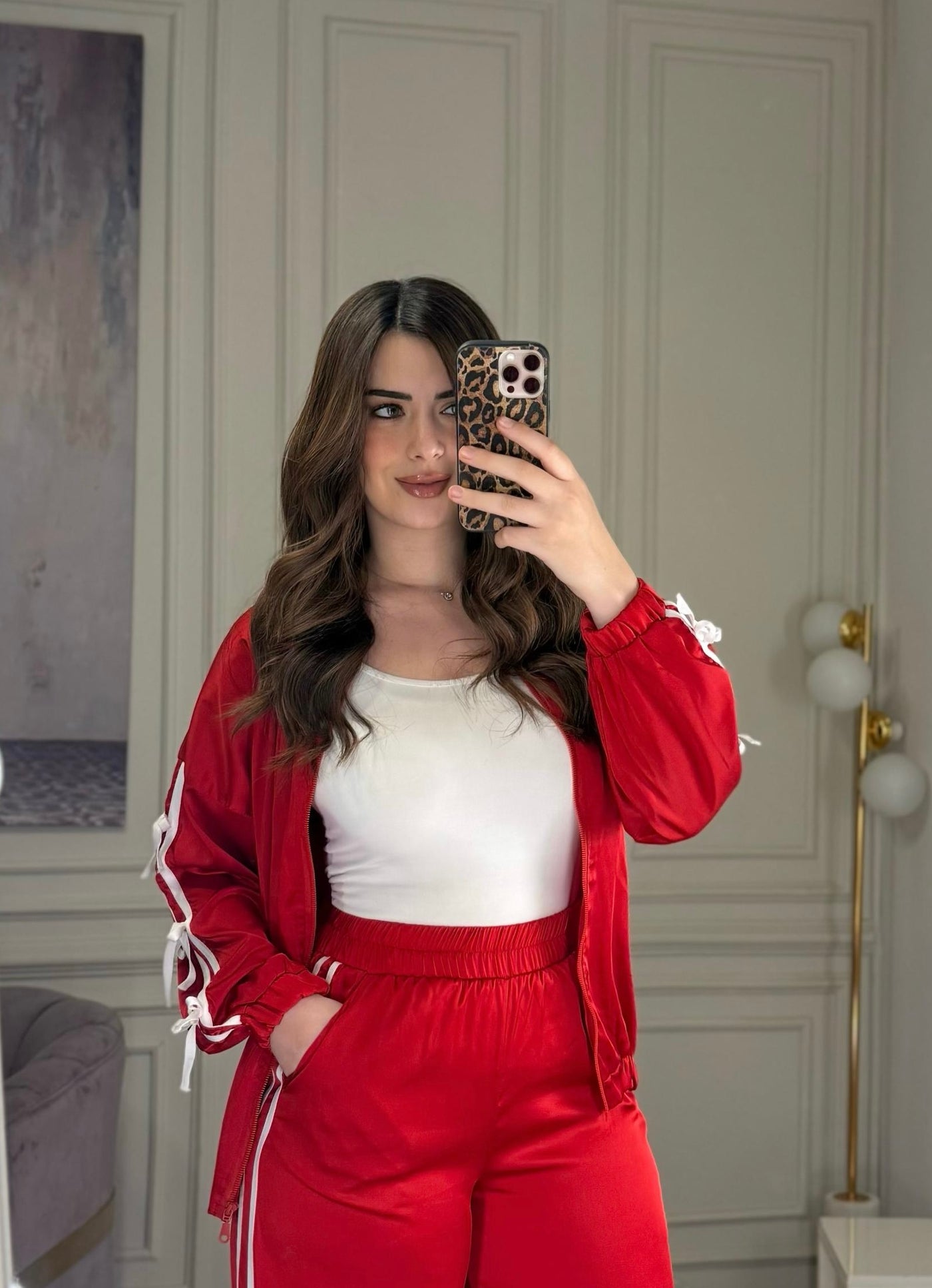 She's a Girl Bow Silky Sweater - Red