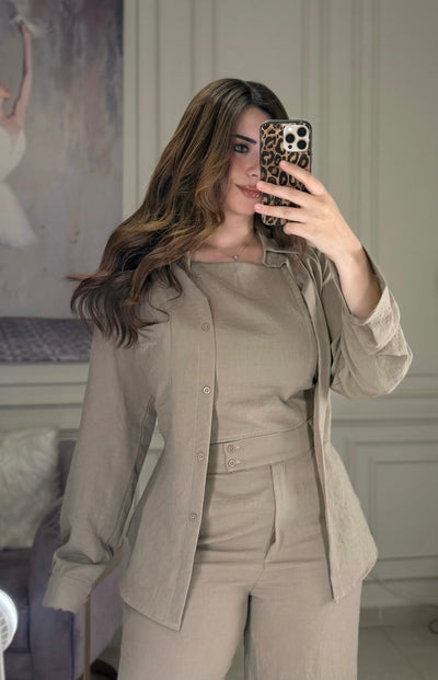 Morning Date Linen Shirt - Cafe