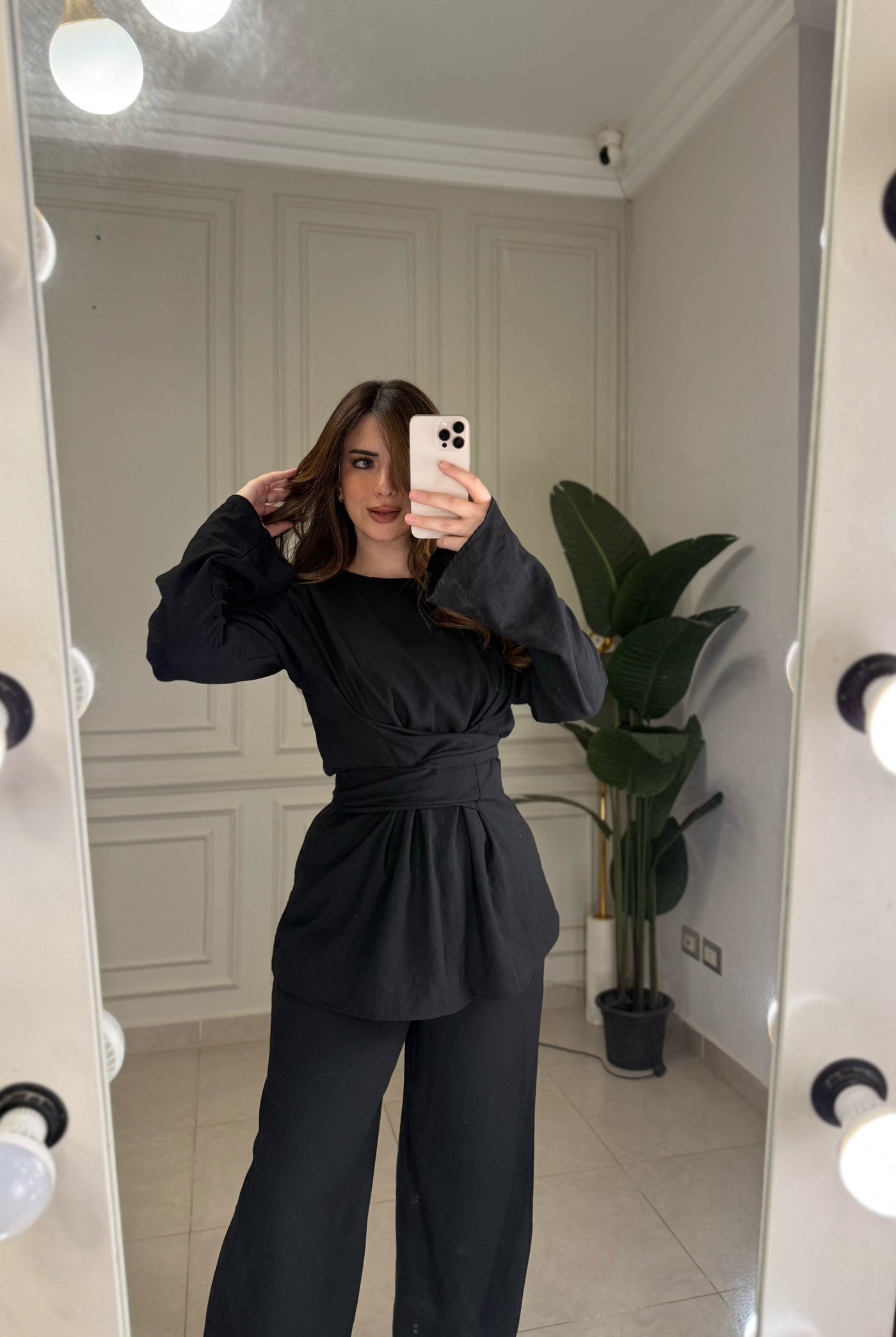 No Filter Wrap Linen Set - Black